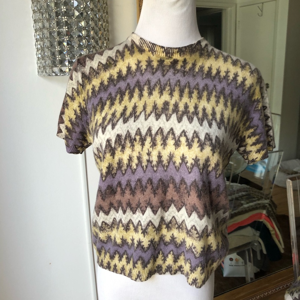 Kookai wool blend short sleeve multicolor sweater size 2